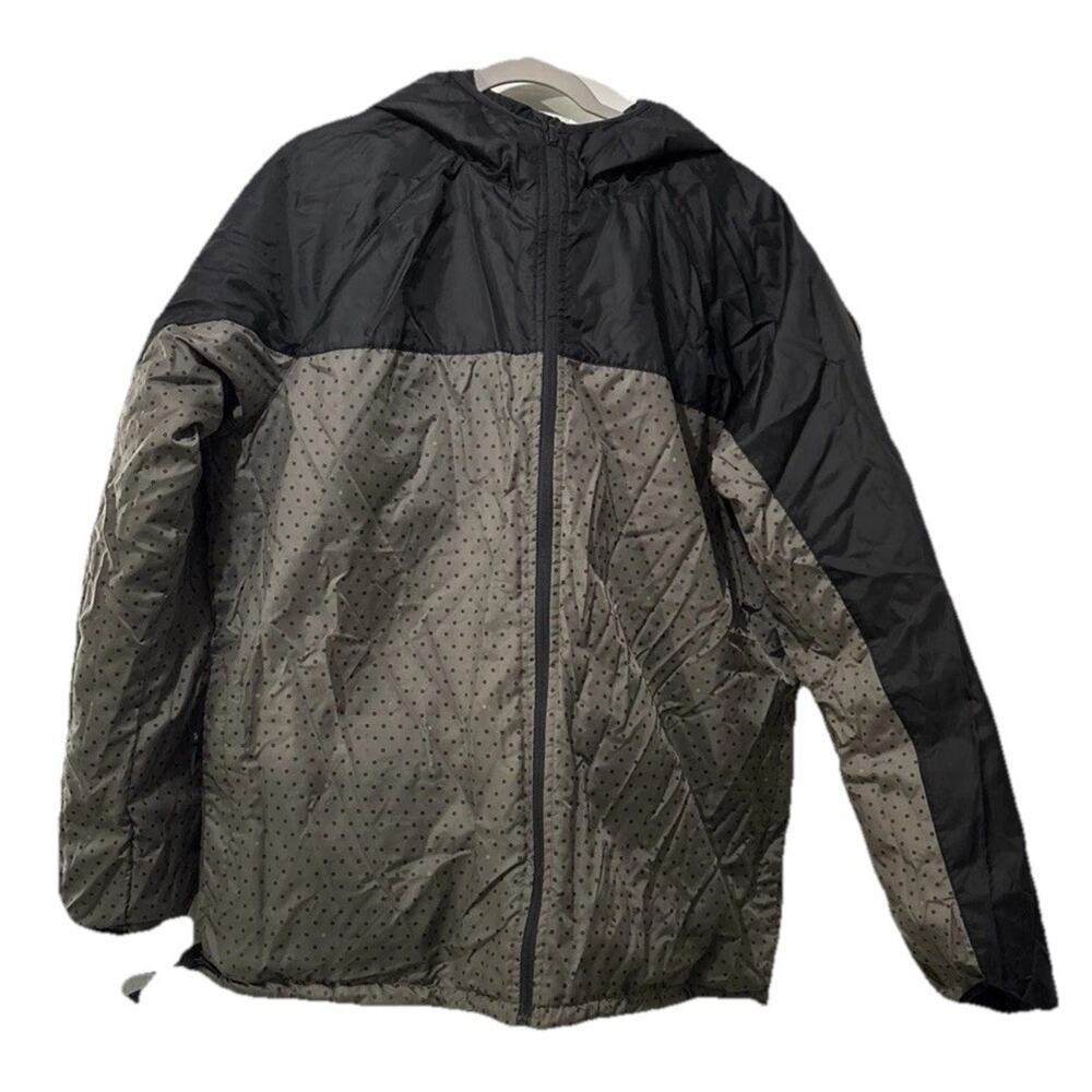 Vintage Y2K Nike Reversible Jacket Size L Black Gray Hood Full Zip Micro Dot